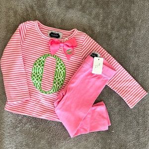 Girls “O” Monogram Mud Pie outfit